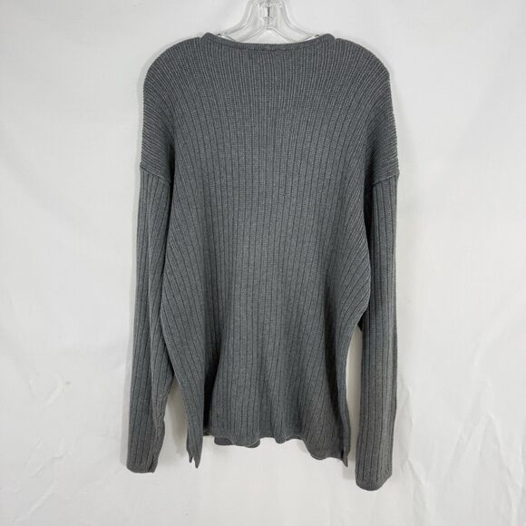 Vintage Aeropostale Sweater Mens Size XL Gray Henley Knit Ribbed Pullover - Picture 3 of 13